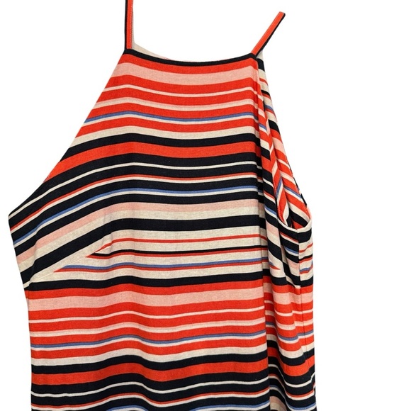 Tommy Hilfiger Striped Sleeveless Linen Blend Dress Small Women’s Halter - Picture 2 of 8